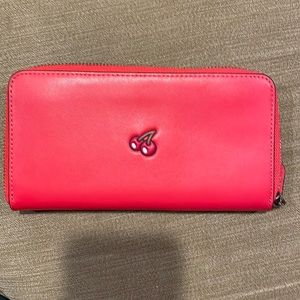 NWT Red Leather Pac-Man Accordion Zip Wallet in Calf Leather